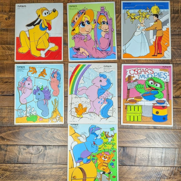 RARE Vintage Wooden Playskool Puzzle Lot - 7 Puzzles